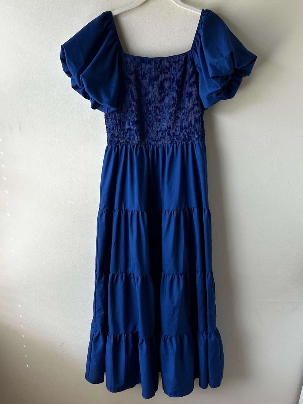 Cottagecore Peasant Modest PrettyGarden Tiered Maxi Dress Royal Blue Medium